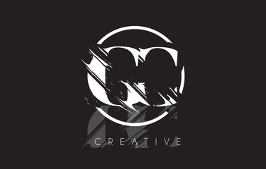 White GC Letter Logo with Vintage Grundge Drawing Design. Destroyed Cutted Letter Icon Vector.