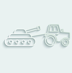  tractor pullling tank icon vector Ukrainian war