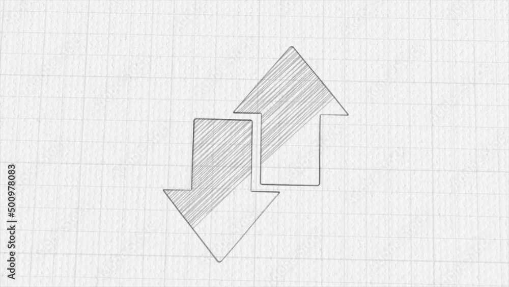 Poster exchange arrow transfer icon with color drawing effect. doodle animation. 4k