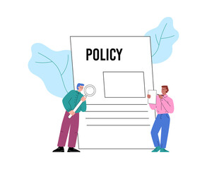 Company policy and corporate relations flat vector illustration isolated.