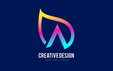 Colorful A Leaf Logo Letter Design with Vibrant Leaf Outline