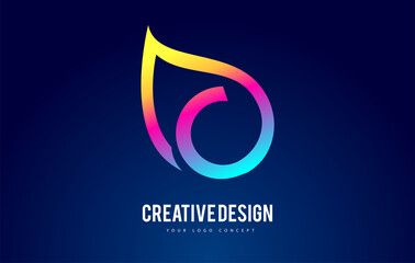 Colorful C Leaf Logo Letter Design with Vibrant Leaf Outline