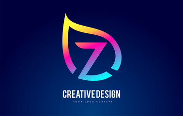 Colorful Z Leaf Logo Letter Design with Vibrant Leaf Outline