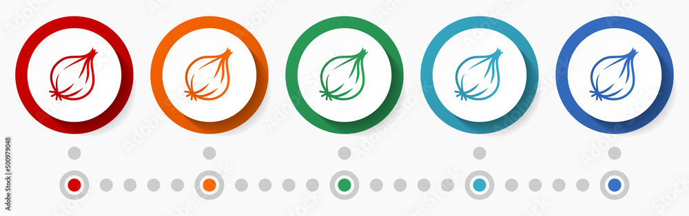 Aufkleber onion, vegetable concept vector icon set, infographic template, flat design circle colorful web butt