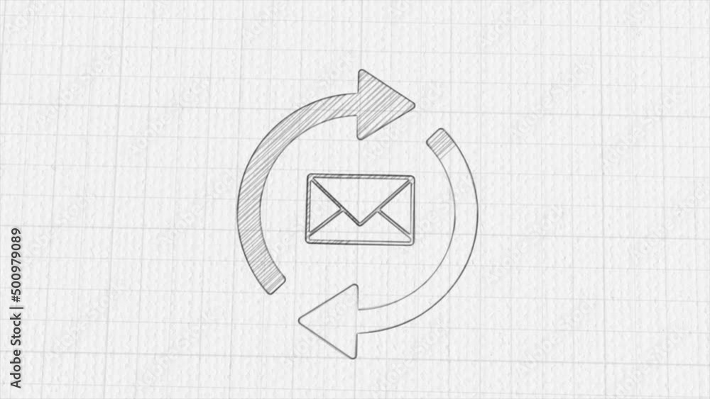 Aufkleber Outgoing and incoming message icon with color drawing effect. Doodle animation. 4K