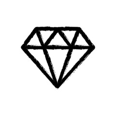 Pencil drawn diamond icon textured line art