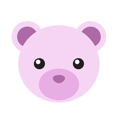 Cute pink bear flat icon, pastel symbol
