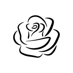Rose symbol, vector flat icon, line art