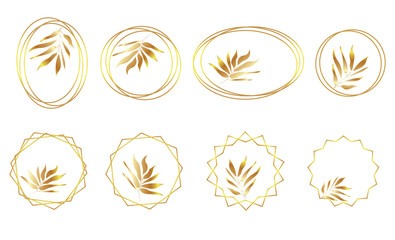 A set of golden vector frames in Art Deco style. Abstract geometric frames