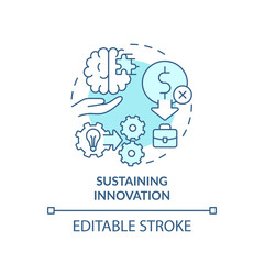 Sustaining innovation turquoise concept icon. Form of innovation in entrepreneurship abstract idea thin line illustration. Isolated outline drawing. Editable stroke. Arial, Myriad Pro-Bold fonts used