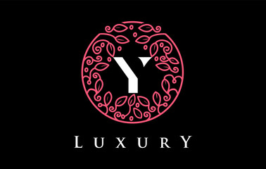 Purple Y Letter Logo Luxury.Beauty Cosmetics Logo