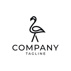 Fototapeta premium flamingo logo vector, line art, monoline, outline, icon, illustration