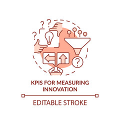 KPIs for measuring innovation terracotta concept icon. Innovation management barrier abstract idea thin line illustration. Isolated outline drawing. Editable stroke. Arial, Myriad Pro-Bold fonts used