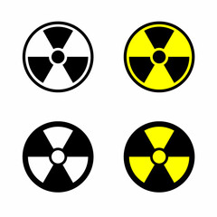 Radioactive icon nuclear symbol. Radioactive and nuclear danger sign. Four versions. Vector editable.