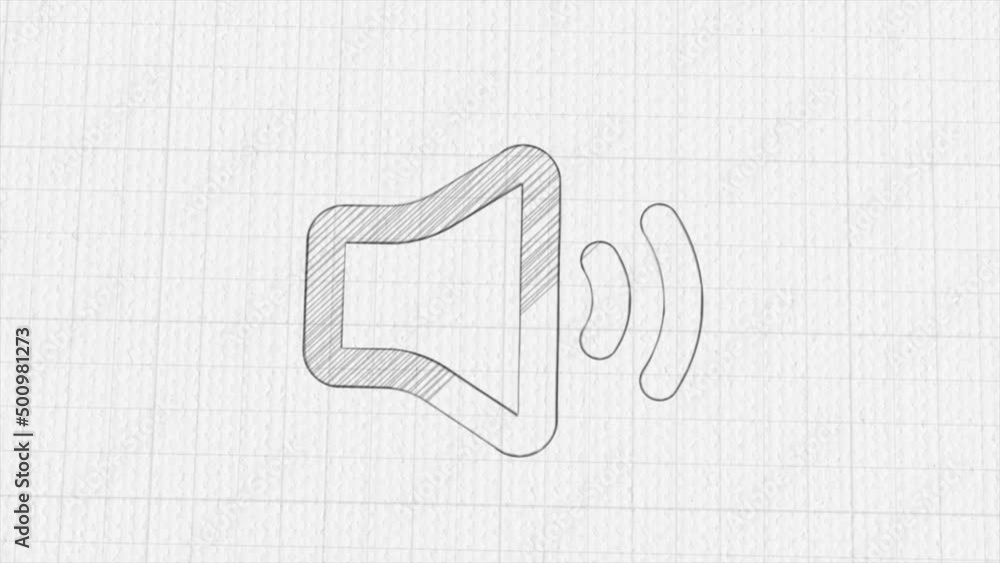 Aufkleber Speaker volume icon with color drawing effect. Doodle animation. 4K