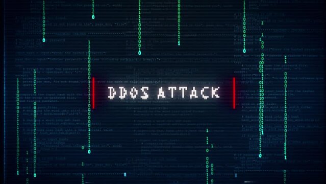 DDOS Attack Message. Warning message with noise glitch effect.