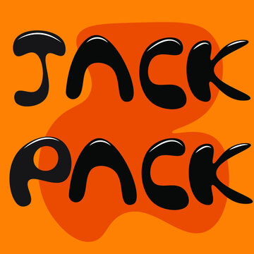 the word phrase "jack pack" in black colour in orange background.3d simple word art.