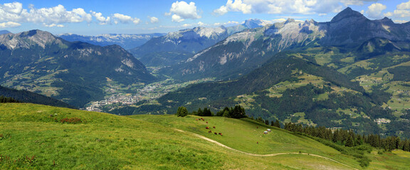 Paysage alpestre, l'été, dans le dauphiné, sur la vallée  de Savoie.
