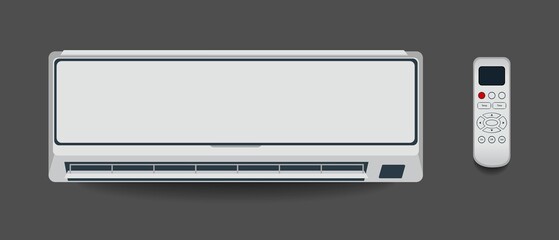 White air conditioner isolated Heating ventilation and air conditioning Vector illustration in flat style