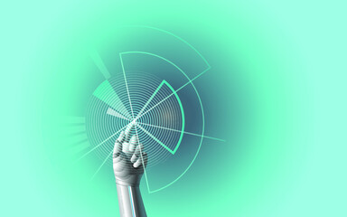 Vector image, background with a graph and a robot hand on a futoristic theme