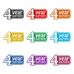 4 year warranty icon color set