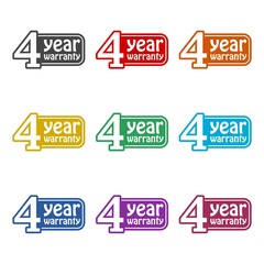 4 year warranty icon color set