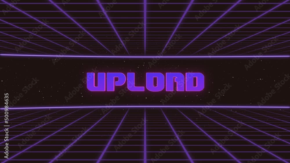 Poster Upload Title Animated Retro Futuristic 80s 90s Style. Animation squares and retro background