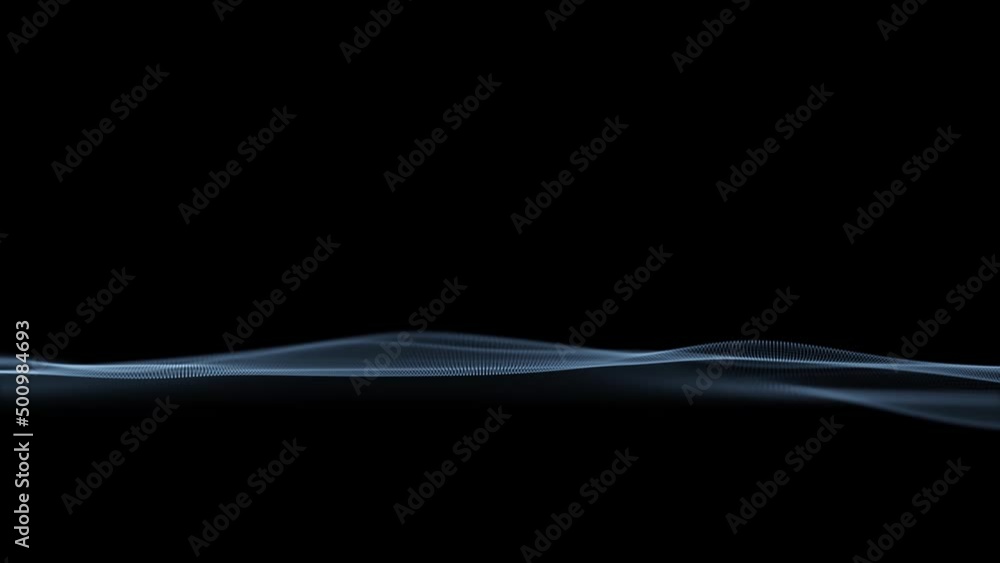 Canvas Prints smooth looping digital waves on clean black copy space background.