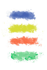 Colorful watercolor brush strokes on a white background