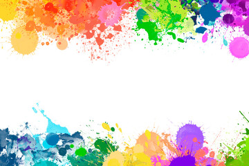 Splashing colorful watercolor colors on paper to create a background texture