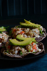 Fish Ceviche on Blue Corn Tostadas, Mexican Food