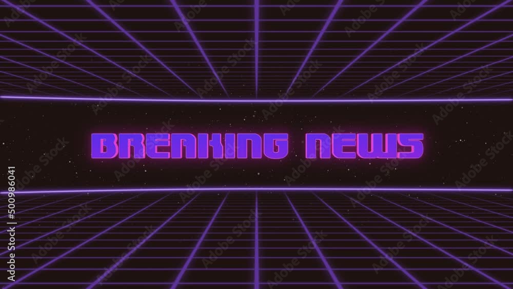 Poster breaking news title animated retro futuristic 80s 90s style. animation squares and retro background