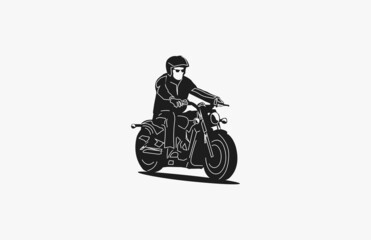 Minimalism Vector Illustrative Cool Rider Motorcycle