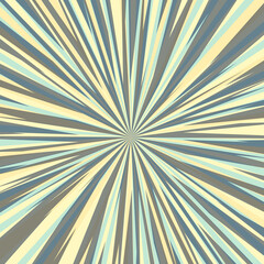 Pop art radial colorful comics book magazine cover. Striped orange digital background. Cartoon funny retro pattern strip mock up. Vector halftone illustration. Sunburst, starburst shape