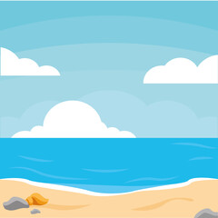 Poster sea beach landscape vector illustration