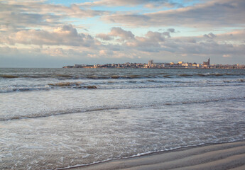 Sea waves on beach on the coast of Charente Maritime, France