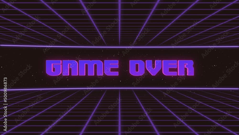 Leinwandbilder game over title animated retro futuristic 80s 90s style. animation squares and retro background