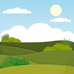 Poster field forest landscape vector illustration