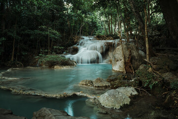 Obraz premium Waterfall in Erawan National Park, Thailand