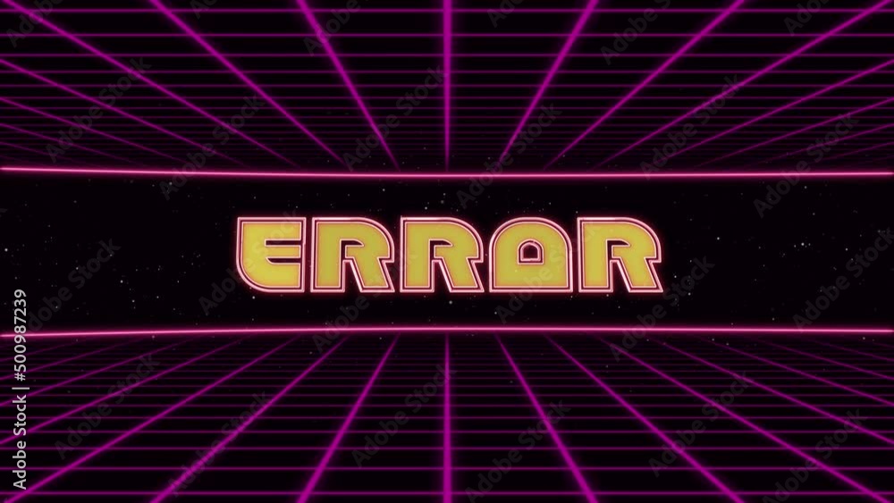 Poster Error Title Animated Retro Futuristic 80s 90s Style. Animation squares and retro background