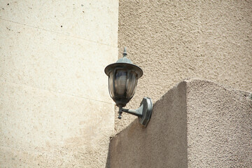 Speaker with street lamps on electric pole.