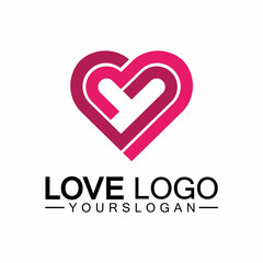 Love logo design vector,geometric hearth logo vector, linear love vector logo concept,Heart shape logo design-Vector