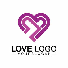 Love logo design vector,geometric hearth logo vector, linear love vector logo concept,Heart shape logo design-Vector
