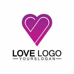 Love logo design vector,geometric hearth logo vector, linear love vector logo concept,Heart shape logo design-Vector
