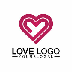 Love logo design vector,geometric hearth logo vector, linear love vector logo concept,Heart shape logo design-Vector