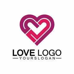 Love logo design vector,geometric hearth logo vector, linear love vector logo concept,Heart shape logo design-Vector