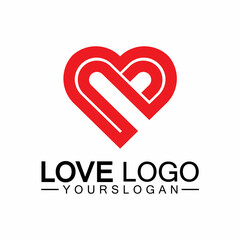 Love logo design vector,geometric hearth logo vector, linear love vector logo concept,Heart shape logo design-Vector