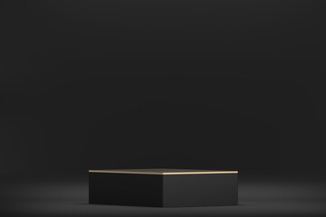 black stage cube podium decoration suitable for products.3D rendering