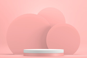 Pink podium minimalist mockup for podium display. 3D rendering