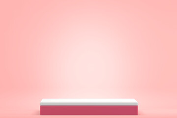 Pink podium minimalist mockup for podium display. 3D rendering